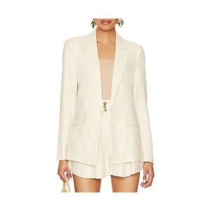 Central Park West 'Bay' White Linen Lean Blazer Size S